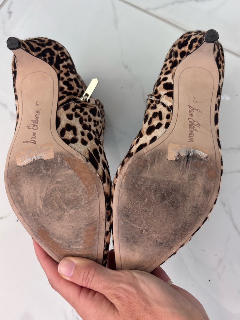 Sam Edelman Leopard Zip Ankle KinIe Booties Size 9 Kitten Heel Festival mobwife - Picture 8 of 10